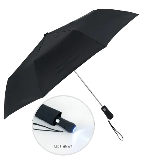 The Illuminator Folding Umbrella with LED Flashlight Handle