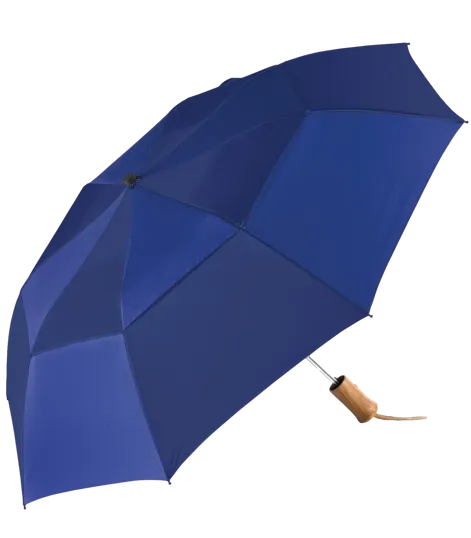 The Zephyr Vented Folding Umbrella with Wood Handle — view 4