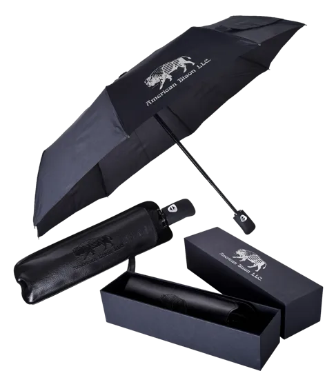 Luxe Mini Folding Gift Umbrella with Vegan Leather Sleeve — view 3