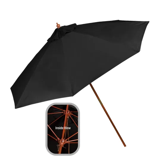 9-Foot Wooden Market Umbrella with Olefin Cover