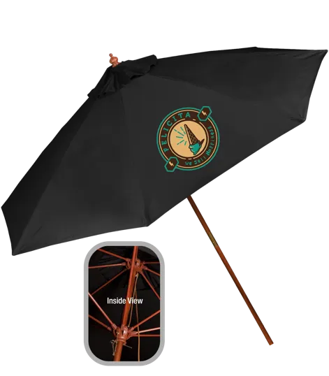 9-Foot Wooden Market Umbrella with Olefin Cover — view 6