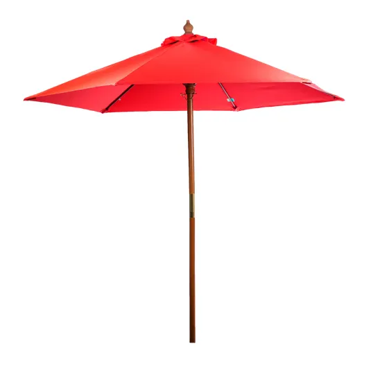 7' FSC Wooden Market Umbrella with UV-Treated Polyester Canopy — view 2