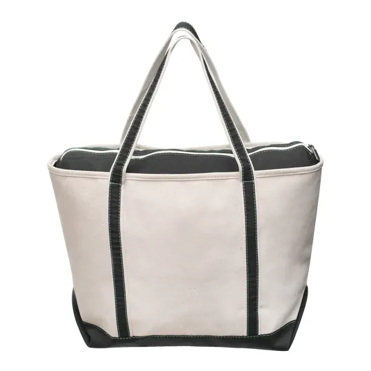 Sailway Large Zippered Canvas Tote Bag