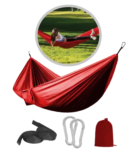 Portable Lightweight Hammock with Elastic Straps and Carabiners