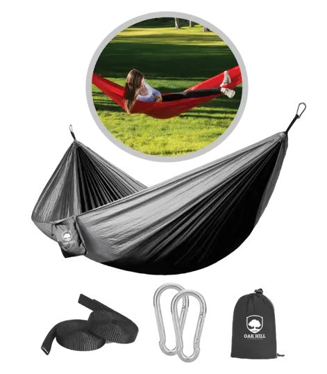 Portable Lightweight Hammock with Elastic Straps and Carabiners — view 2