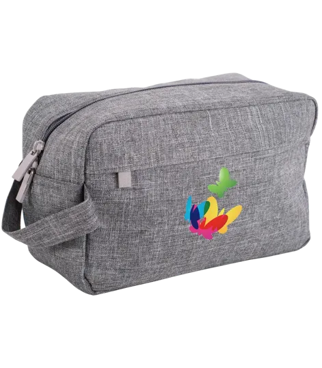 Heathered Polyester Toiletry Bag with Dual Zipper Closure — view 4