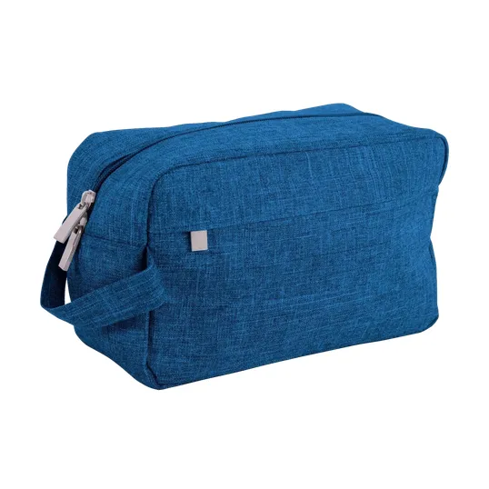 Heathered Polyester Toiletry Bag with Dual Zipper Closure — view 3