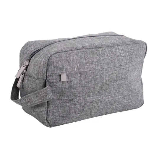 Heathered Polyester Toiletry Bag with Dual Zipper Closure — view 2