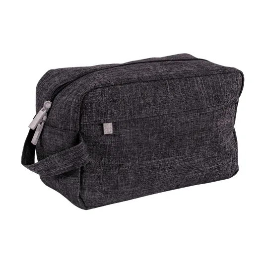 Heathered Polyester Toiletry Bag with Dual Zipper Closure