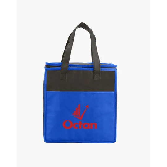 Two-Tone Flat Top Insulated Non-Woven Shopping Tote Bag — view 4