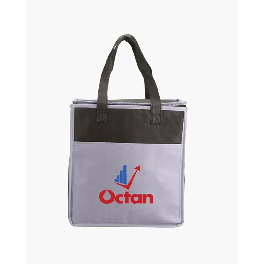 Two-Tone Flat Top Insulated Non-Woven Shopping Tote Bag — view 5