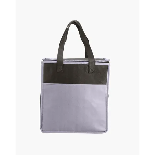 Two-Tone Flat Top Insulated Non-Woven Shopping Tote Bag — view 2