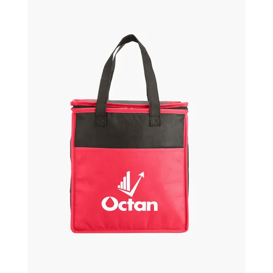 Two-Tone Flat Top Insulated Non-Woven Shopping Tote Bag — view 6
