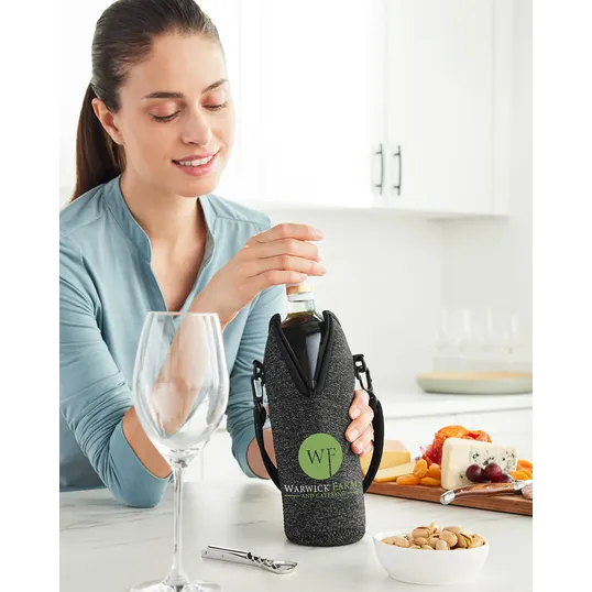 Neoprene Wine Cooler Set with Corkscrew — view 3
