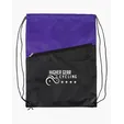 Two-Tone Poly Drawstring Backpack with Zipper — view 7