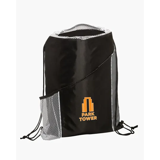 Angled Drawstring Sports Bag with Pockets — view 6