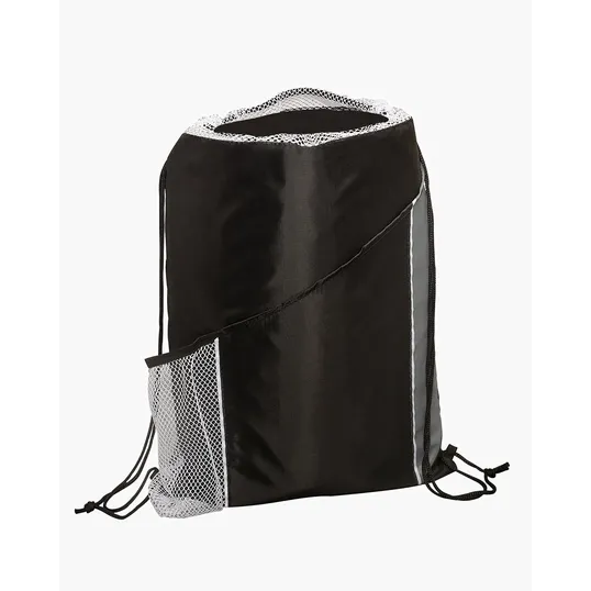 Angled Drawstring Sports Bag with Pockets