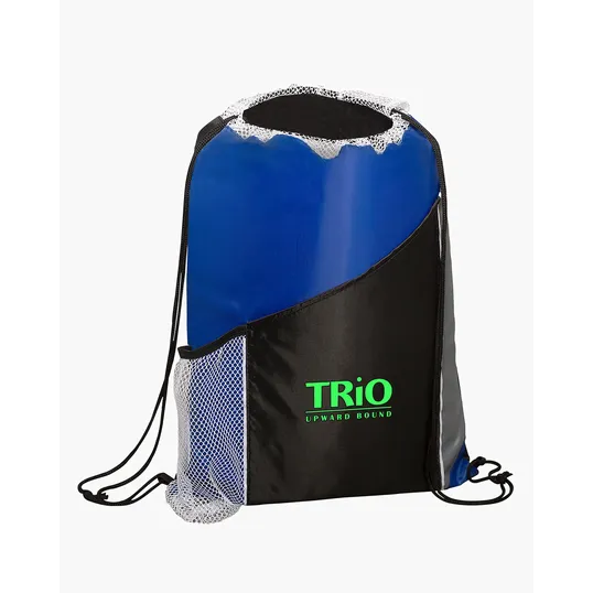 Angled Drawstring Sports Bag with Pockets — view 7