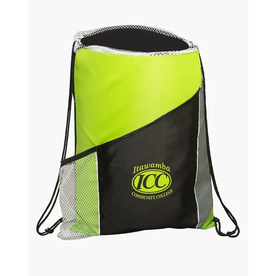 Angled Drawstring Sports Bag with Pockets — view 8