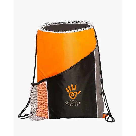 Angled Drawstring Sports Bag with Pockets — view 9