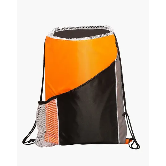 Angled Drawstring Sports Bag with Pockets — view 4