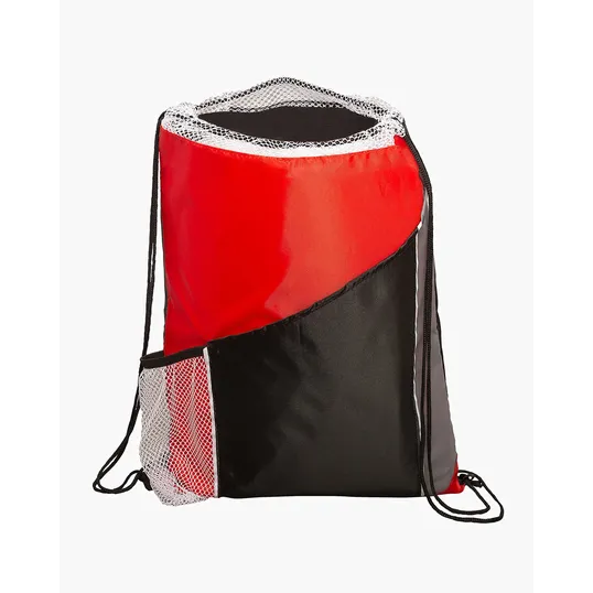 Angled Drawstring Sports Bag with Pockets — view 5