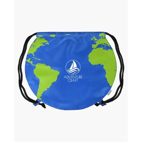 Recycled Polyester Globe Earth Drawstring Bag — view 3