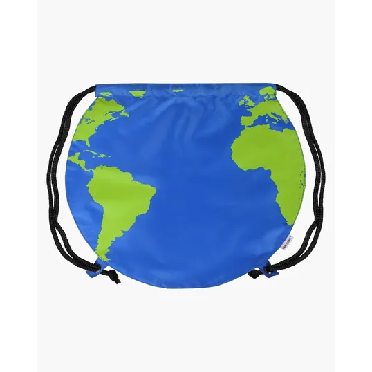 Recycled Polyester Globe Earth Drawstring Bag — view 2