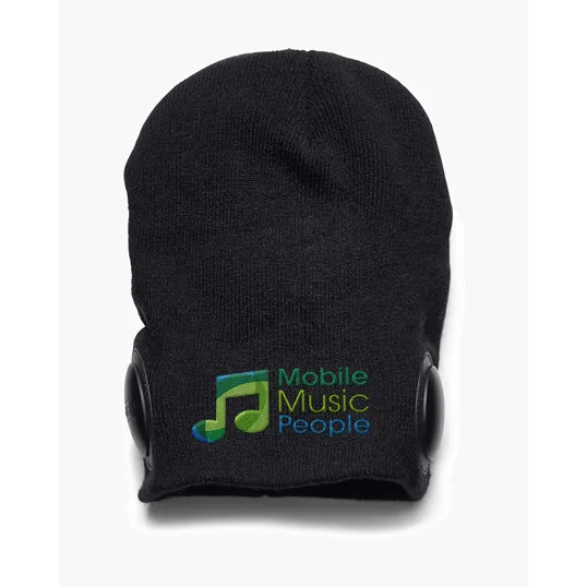 Acrylic Knit Beanie With Wireless Earphones — view 2