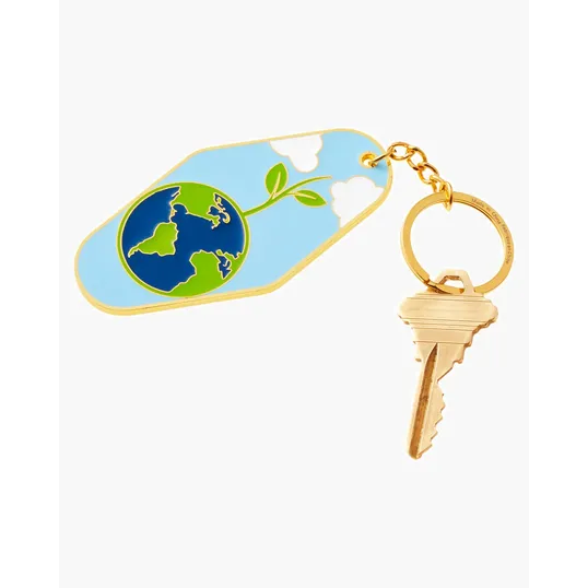 Earth Day Globe Metal Keychain