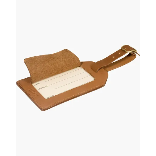 Sueded Full-Grain Leather Luggage Tag — view 4