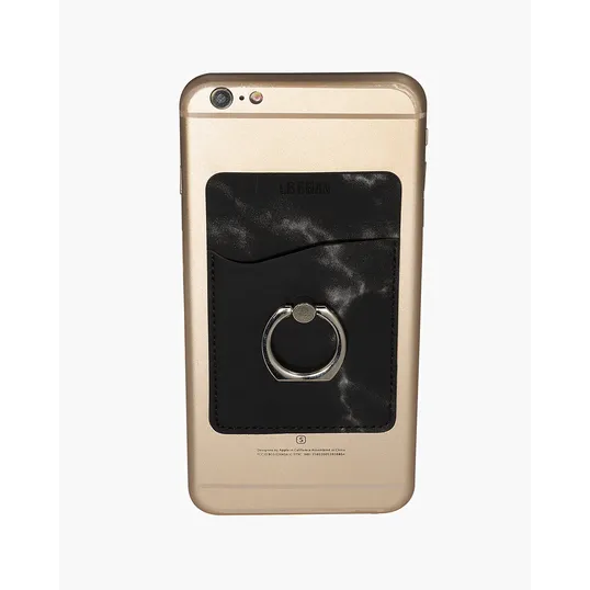 Marble Card Holder with Metal Ring Phone Stand