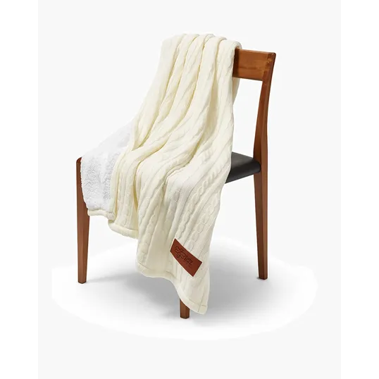 Leeman Cable Knit Sherpa Throw — view 6