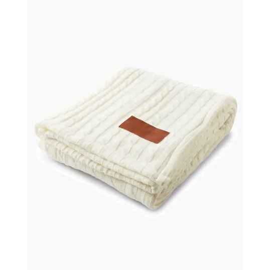 Leeman Cable Knit Sherpa Throw — view 2