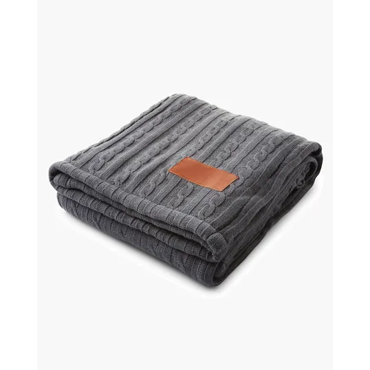 Leeman Cable Knit Sherpa Throw — view 3