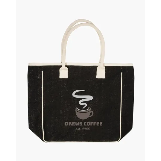 Seville Jute & Canvas Tote Bag — view 6