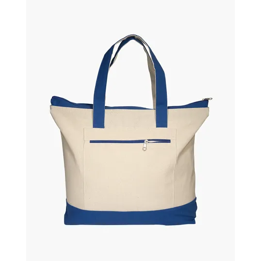 Zippered Cotton Canvas Tote Bag