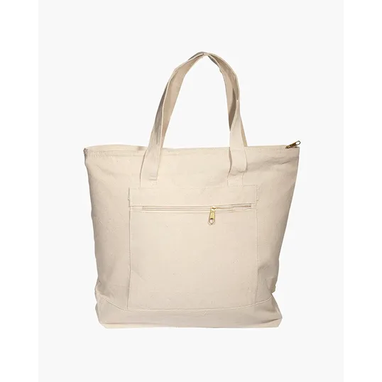 Zippered Cotton Canvas Tote Bag — view 3