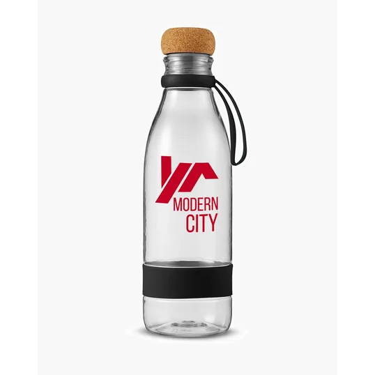 22 oz. Plastic Water Bottle with Cork Lid — view 4