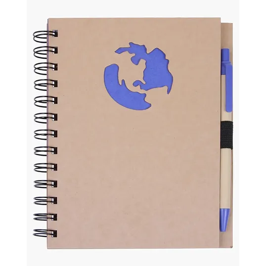 Globe Die Cut Spiral Notebook & Pen, 5.875" x 7" — view 2