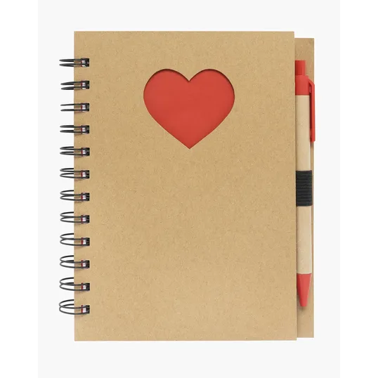 Paper Notebook with Die Cut Heart Shape