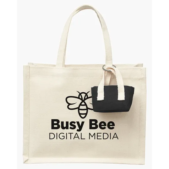Mini Recycled Cotton Tote Bag with Charm — view 6