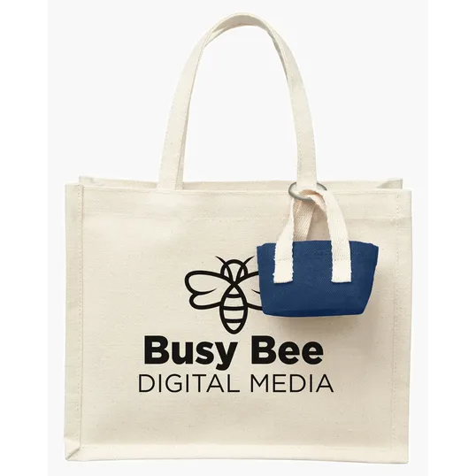 Mini Recycled Cotton Tote Bag with Charm — view 7