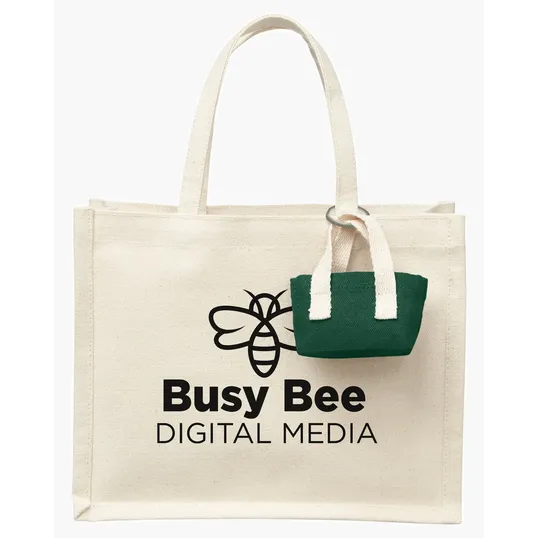 Mini Recycled Cotton Tote Bag with Charm — view 8