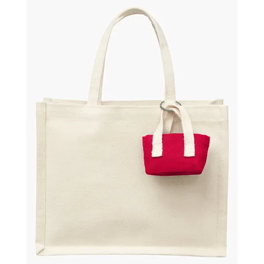 Mini Recycled Cotton Tote Bag with Charm — view 5
