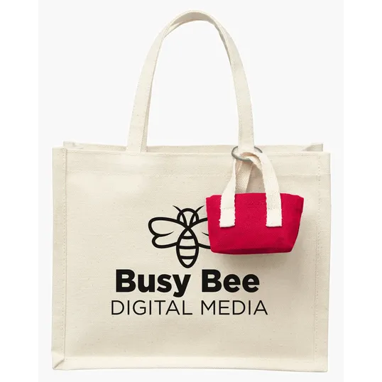 Mini Recycled Cotton Tote Bag with Charm — view 9