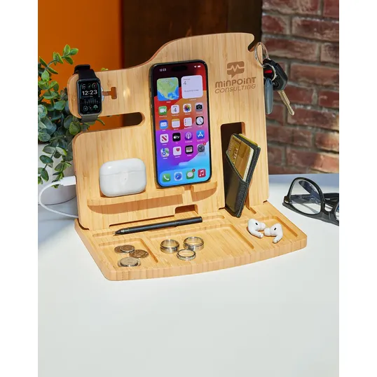 Portia Bamboo Charging Valet Station — view 3