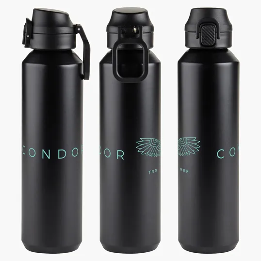Nexus 27 oz Recycled Aluminum Bottle with Flip-Top Lid and Carabiner — view 2