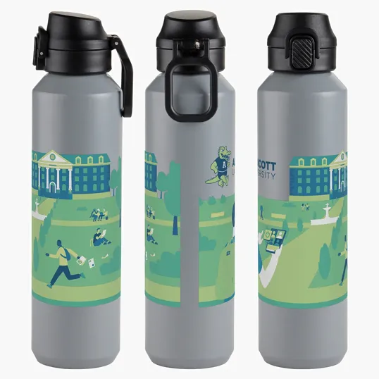 Nexus 27 oz Recycled Aluminum Bottle with Flip-Top Lid and Carabiner — view 3