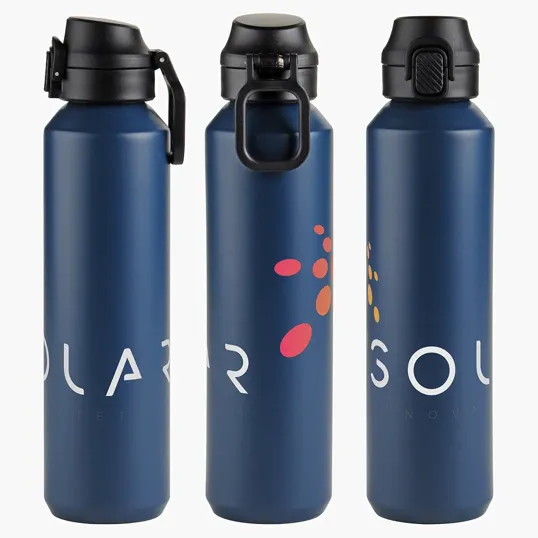 Nexus 27 oz Recycled Aluminum Bottle with Flip-Top Lid and Carabiner — view 5